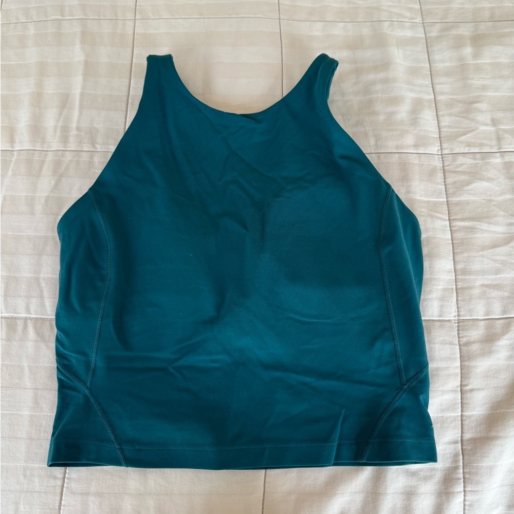 Lululemon Align tank top sports bra, high neck. Storm teal. Size 4.